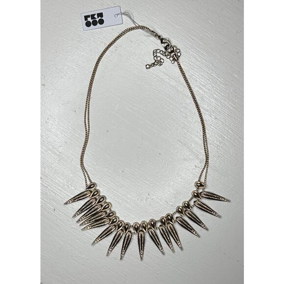 Romolo Gold Feather Statement Necklace Boho Tribal Jewelry NWT - Picture 2 of 4